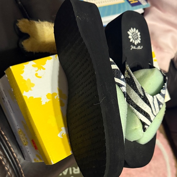 Yellow Box Black and White Zebra Flip Flops - Picture 2 of 3